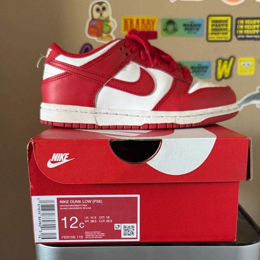 Nike Kids Dunk Low Sneakers - Red and White